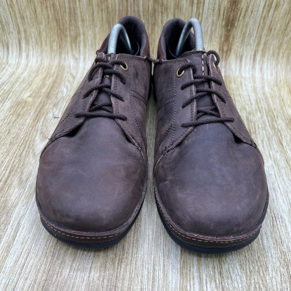 OluKai Hano Oxford Men's Size 10 Dark Brown Leather Lace Up Drop-In Heel Casual‎